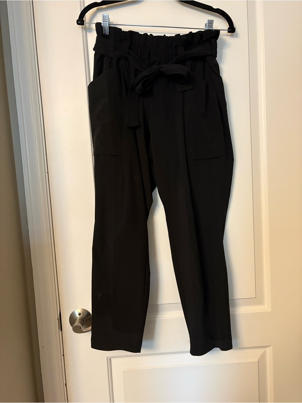Athleta Black Paperbag Waist Straight-Leg Pants